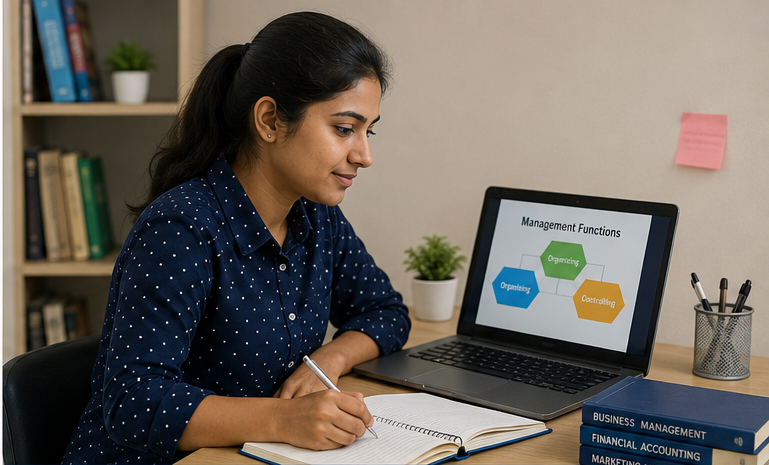 Student studying through distance education
